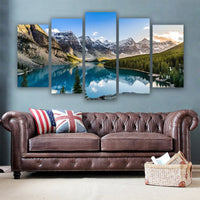 5 Piece Canvas Wall Arts Moraine Lake And Mountain Living Room