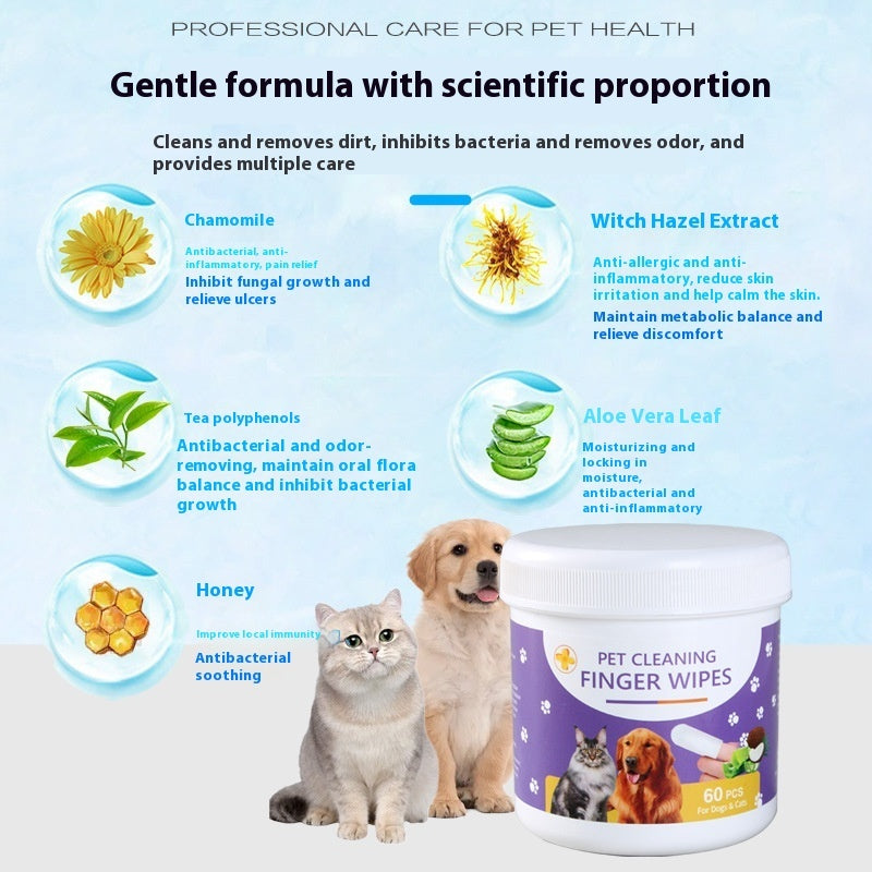 Pet Cleaning Finger Stall Wet Wipes